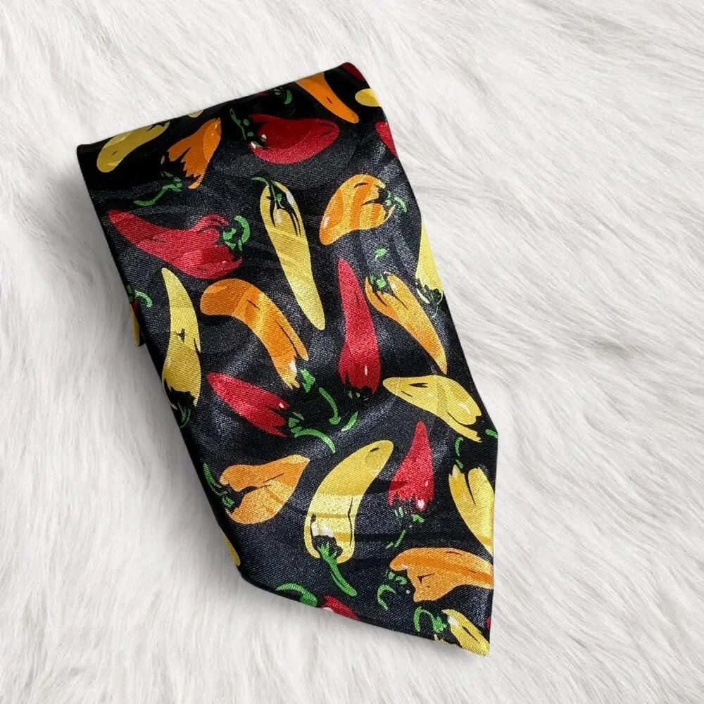 Beverly Hills Polo Club Black Chili Pepper Novelty Tie Like New